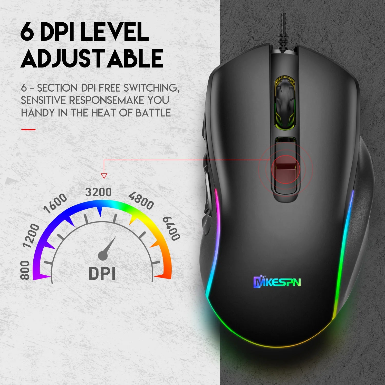 Wired Gaming Mouse with RGB Backlit, 7200 DPI Adjustable, Mouse with 10 Programmable Macro Buttons ,X9 Gaming Mouse