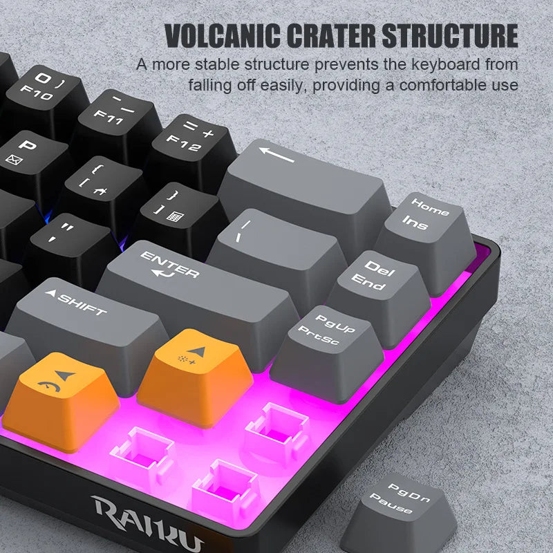 RAIKULei Kui K68 Wired Keyboard Three Color Customized Gaming Luminous Keyboard Mechanical Feel