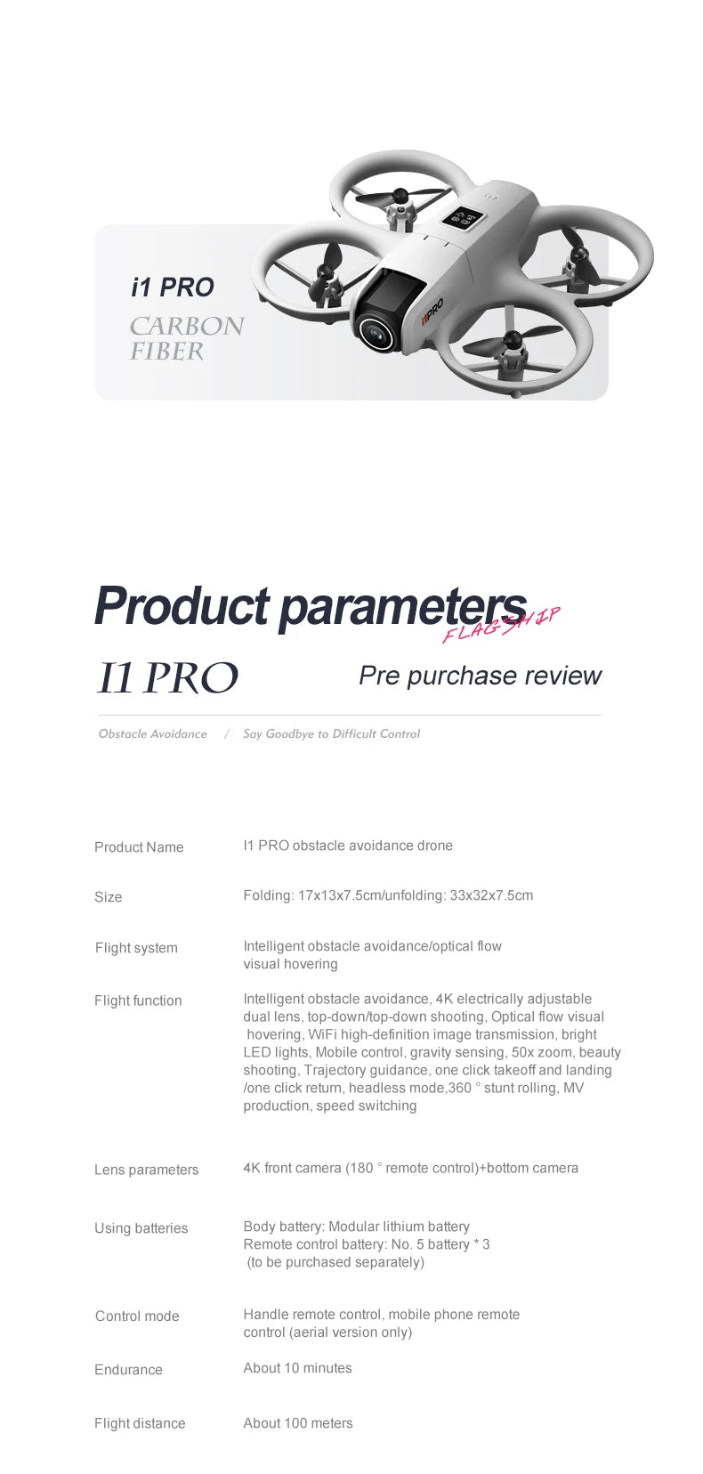 NEW Original I1 PRO Drone 4K Professional HD Aerial Photography Remote Control Aircraft HD Dual Camera  Quadcopter Toys