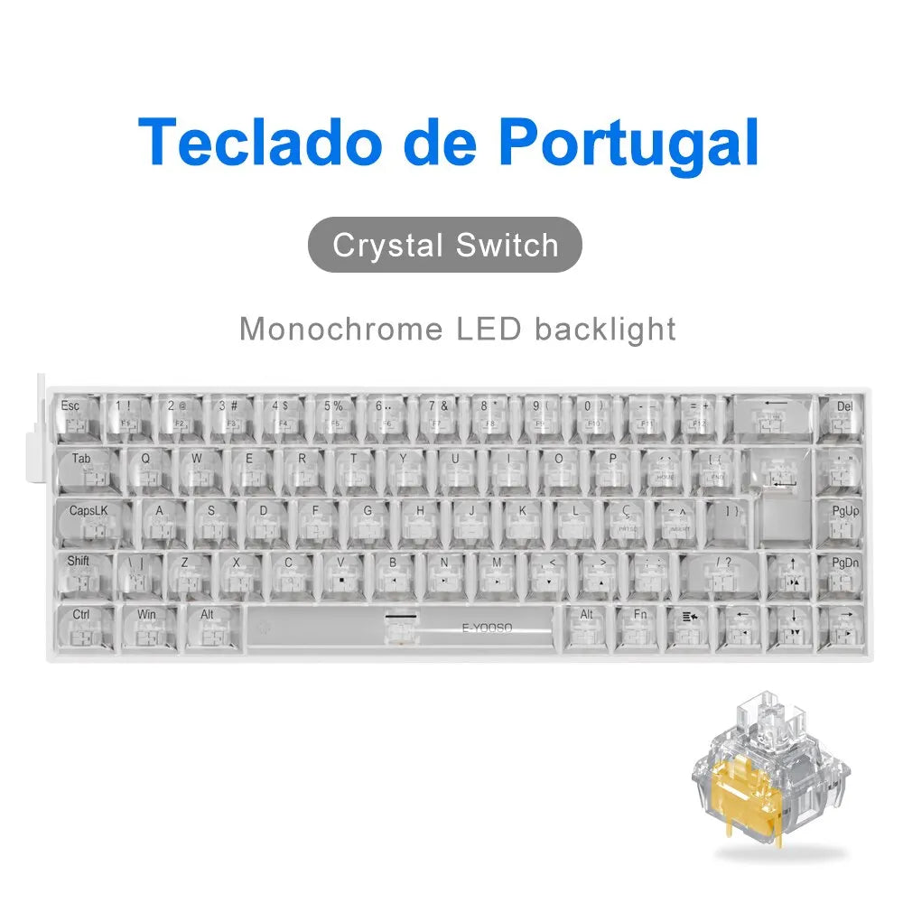 E-YOOSO Z686 USB Mini Slim Mechanical Gaming Wired Keyboard Red Switch 68Keys Russian Brazilian Portuguese for Compute PC Laptop