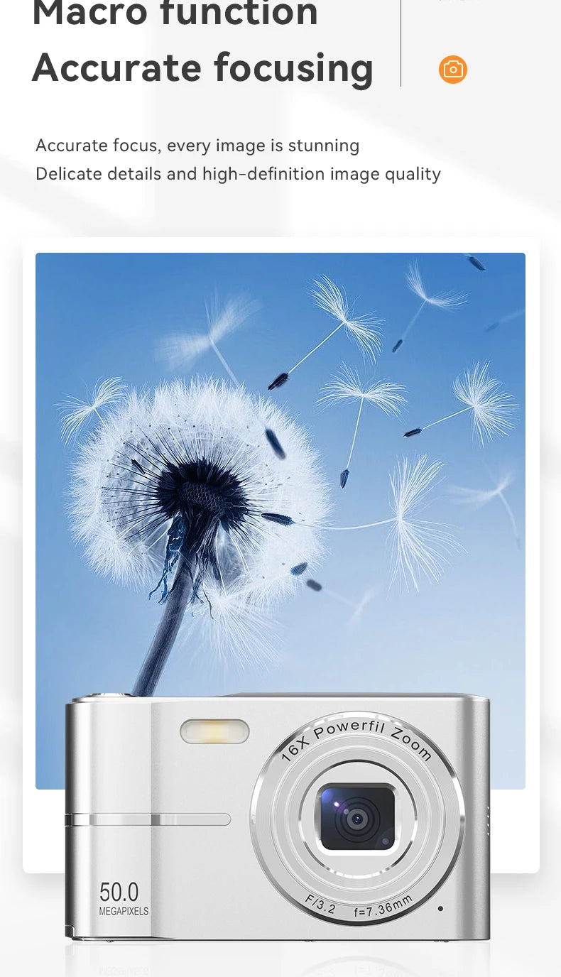 Digital Cameras1080P Camera 44MP Camera Portable Compact Camera with 2.4 Inch LCD Screen16x Digital Zoom, 32G Micro Memory Card