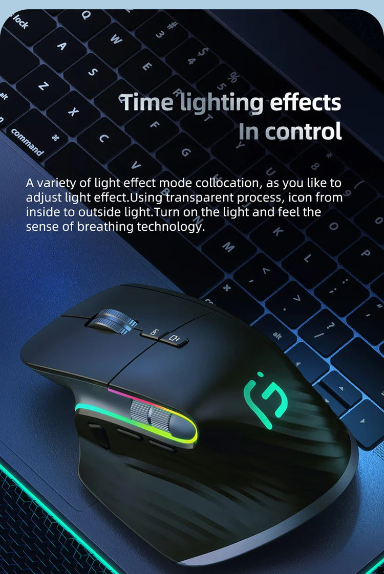 JOMAA 2.4G Wireless Bluetooth Mouse Rechargeable LED RGB Gaming Mouse  for Computer Gamer Office 4000DPI