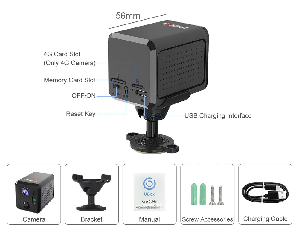 LS VISION 5MP 4G Mini CCTV Camera Wirelsess Indoor WiFi PIR Human Detection Night Vision Built-in Battery Surveillance Cameras