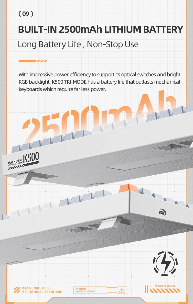 Machenike K500W Wireless Mechanical Keyboard Hot Swap Tri-mode 94 Keys RGB Backlit Gaming Keyboard for PC Gamer Laptop