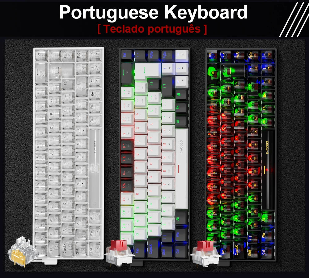 E-YOOSO Z686 USB Mini Slim Mechanical Gaming Wired Keyboard Red Switch 68Keys Russian Brazilian Portuguese for Compute PC Laptop