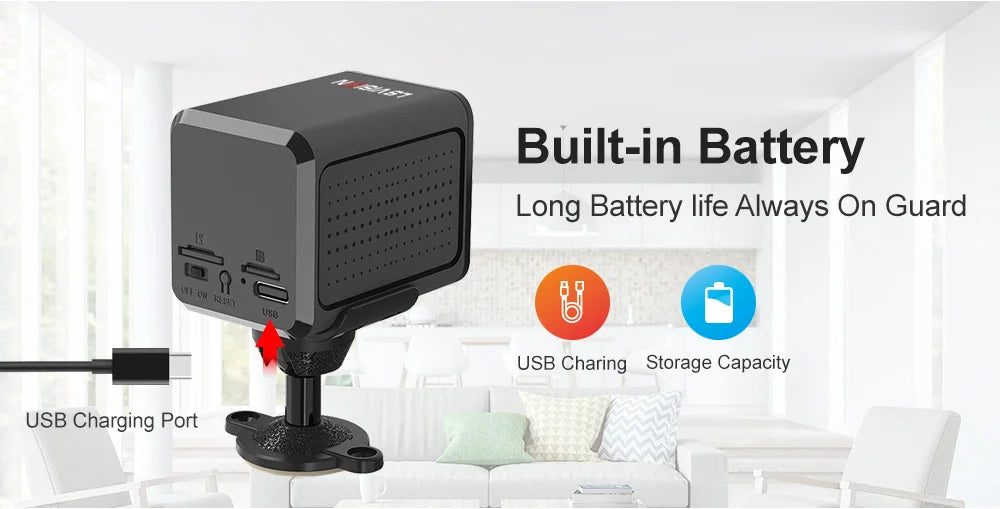 LS VISION 5MP 4G Mini CCTV Camera Wirelsess Indoor WiFi PIR Human Detection Night Vision Built-in Battery Surveillance Cameras