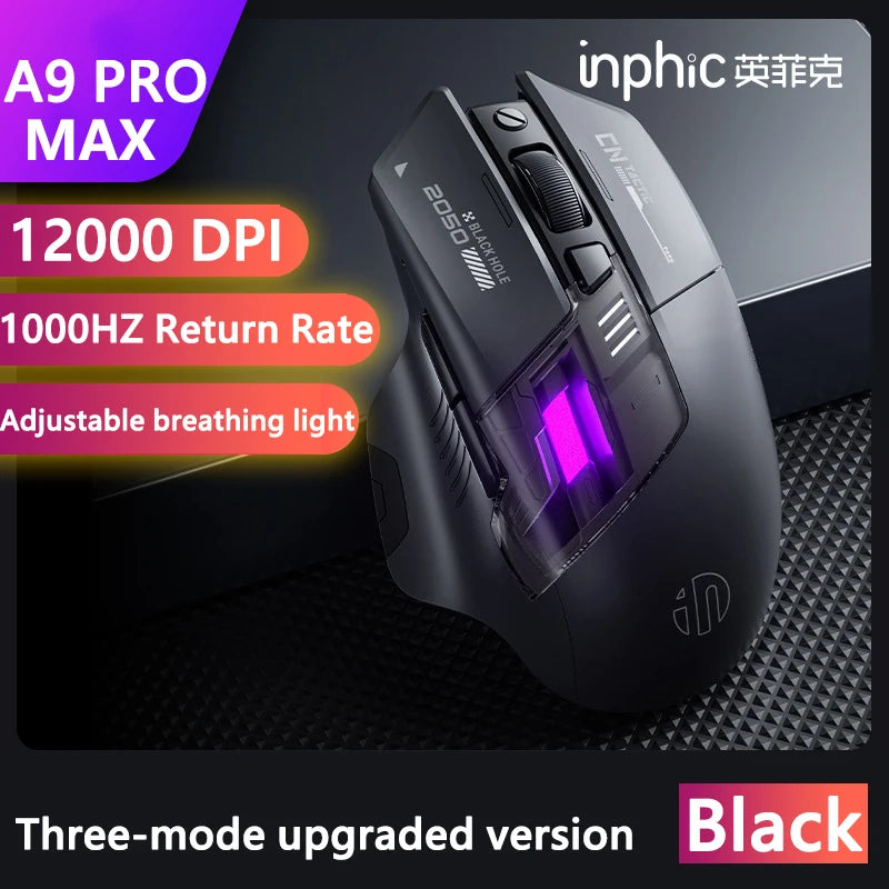 Inphic A9 Explorer Wireless Gaming Mouse 500mA Battery Level Display Ergonomics Bluetooth Office Mouse For PC Laptop