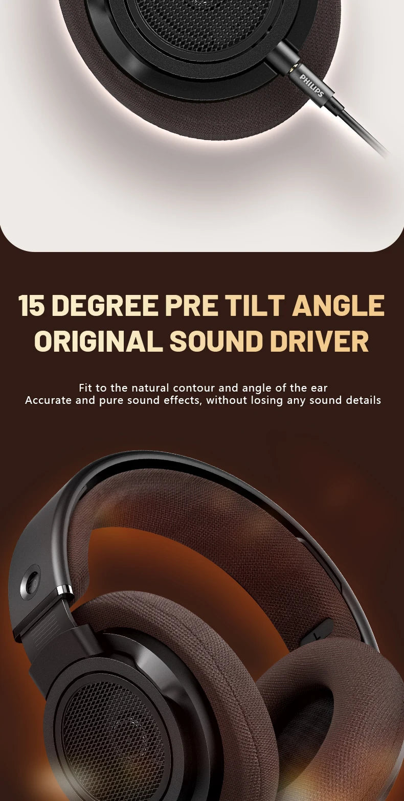 Philips SHP9500CY HiFi Open-Back Headphones Ultra-Comfortable Over-Ear Design  Crisp Clear Sound Lightweight & Durable Build