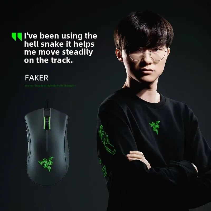 Razer DeathAdder Essential Wired Gaming Mouse Mice 6400DPI Optical Sensor 5 Independently Buttons For Laptop PC Gamer