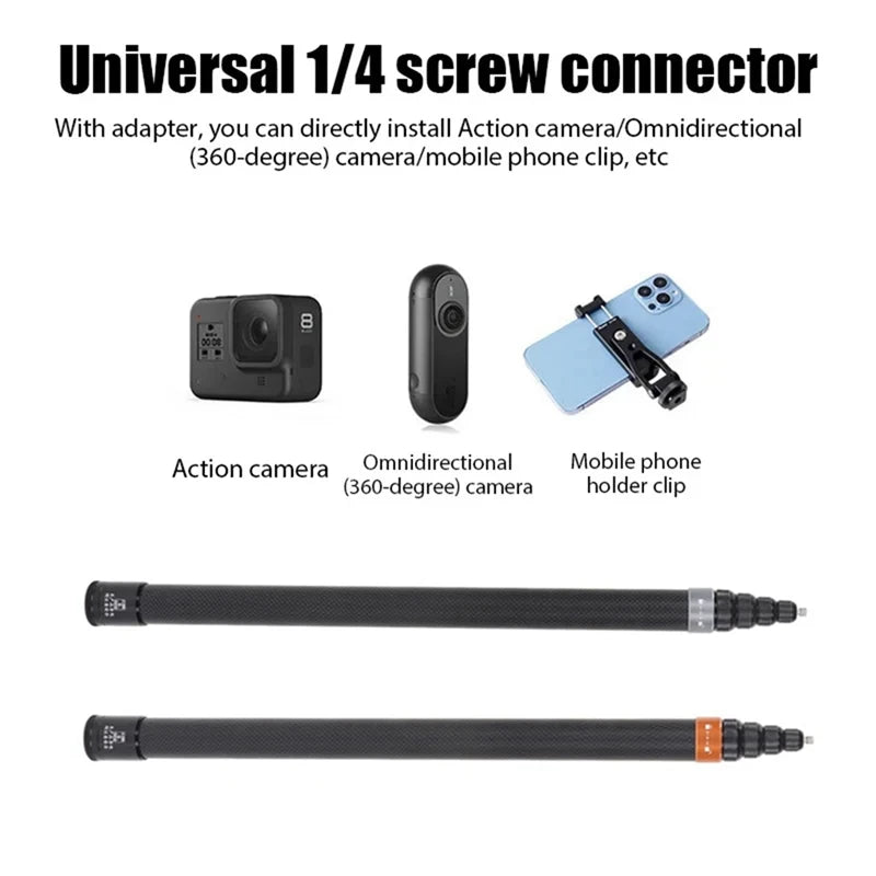 XB-For 360X4 3Meters Carbon Fiber Selfie Stick Invisible Sports Camera Telescopic Portable Recording Extension Stick