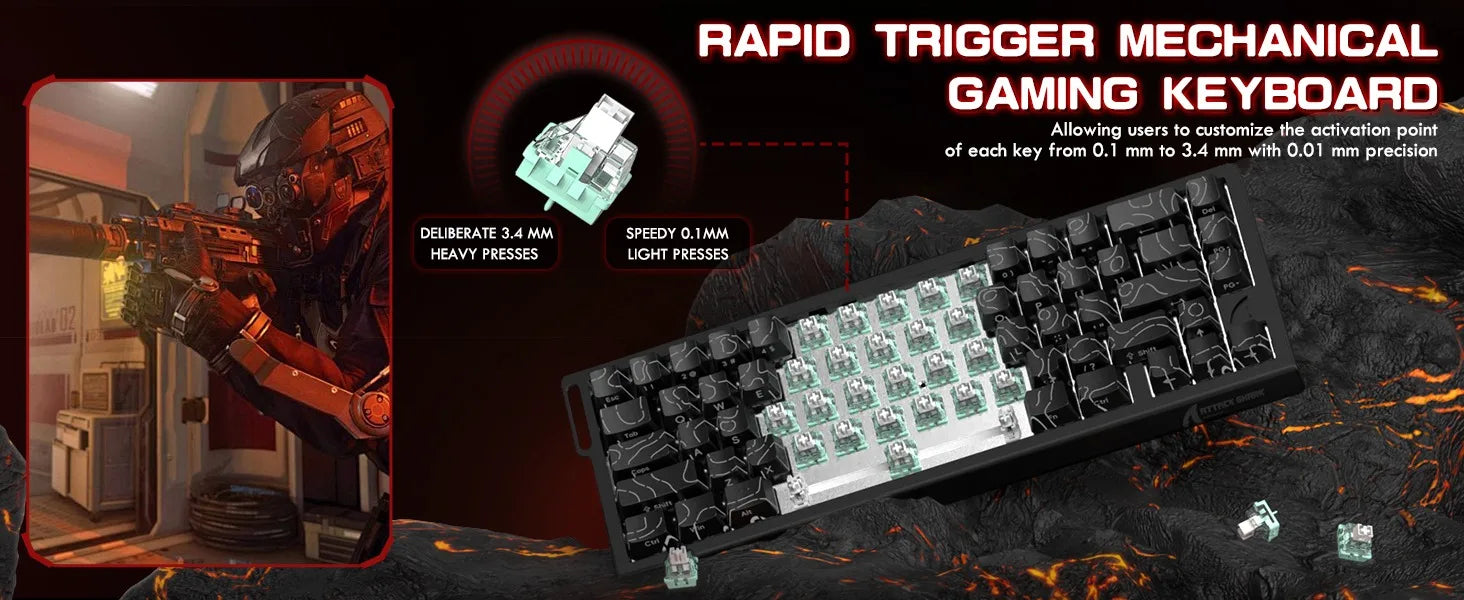 ATTACK SHARK X68 PRO HE Wireless Rapid Trigger Gaming Keyboard 8K Polling Rate Hot-Swap RGB Backlit