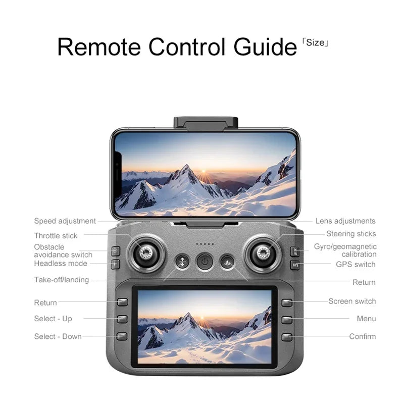 Xiaomi A14Pro Max Drone 8K HD Three Camera GPS Brushless Optical Flow Obstacle Avoidance 4.5-inch large screen UAV RC 18000M