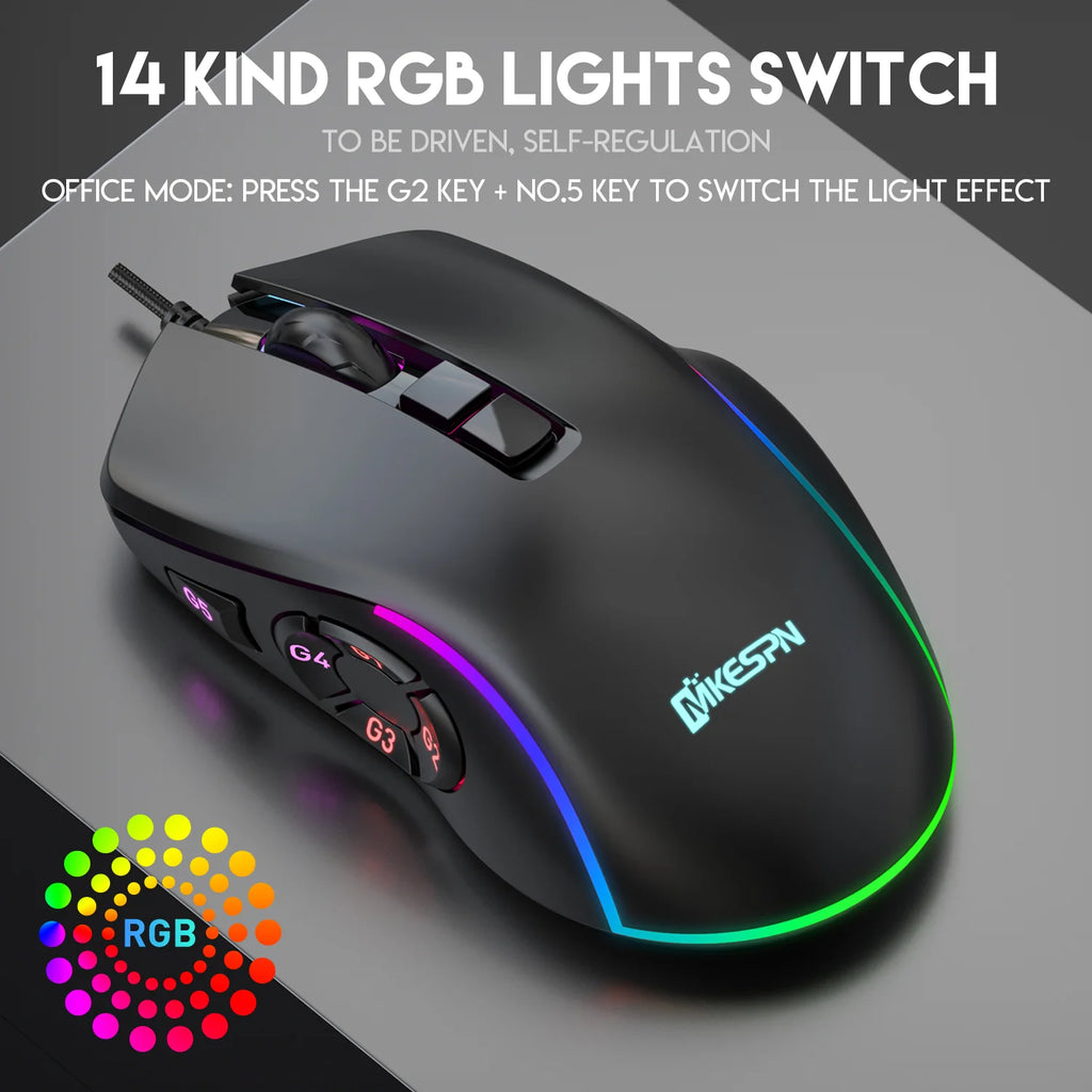 Wired Gaming Mouse with RGB Backlit, 7200 DPI Adjustable, Mouse with 10 Programmable Macro Buttons ,X9 Gaming Mouse