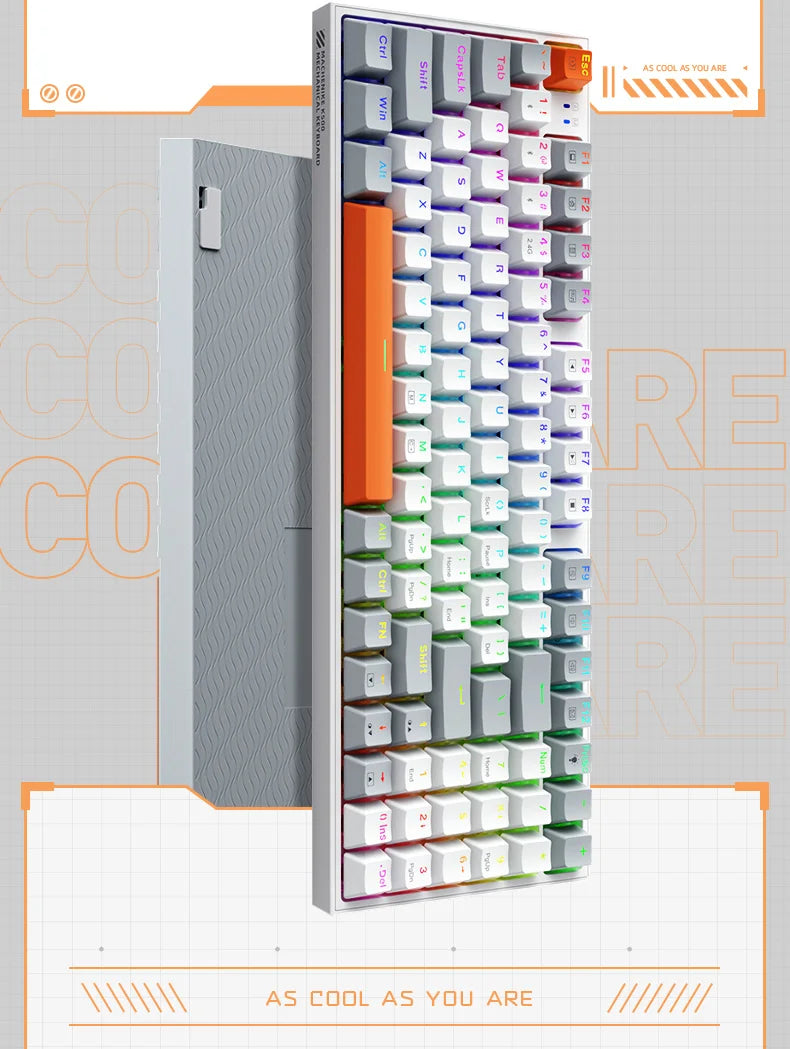 Machenike K500W Wireless Mechanical Keyboard Hot Swap Tri-mode 94 Keys RGB Backlit Gaming Keyboard for PC Gamer Laptop