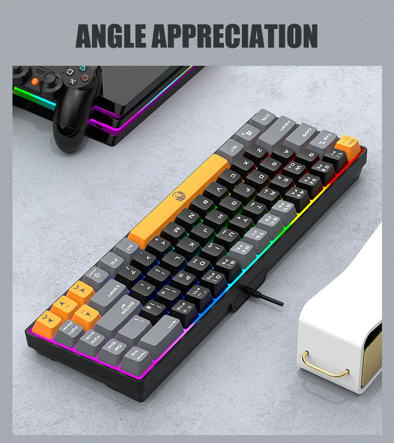 RAIKULei Kui K68 Wired Keyboard Three Color Customized Gaming Luminous Keyboard Mechanical Feel