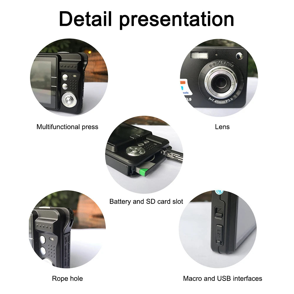 HD Digital Cameras With LCD Screen Child Cameras Outdoor Anti-Shake Instant Photo Camera Rechargeable Photography Camcorder