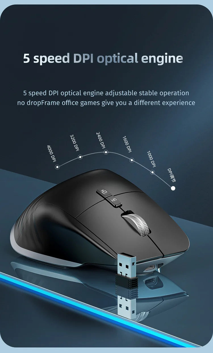 JOMAA 2.4G Wireless Bluetooth Mouse Rechargeable LED RGB Gaming Mouse  for Computer Gamer Office 4000DPI