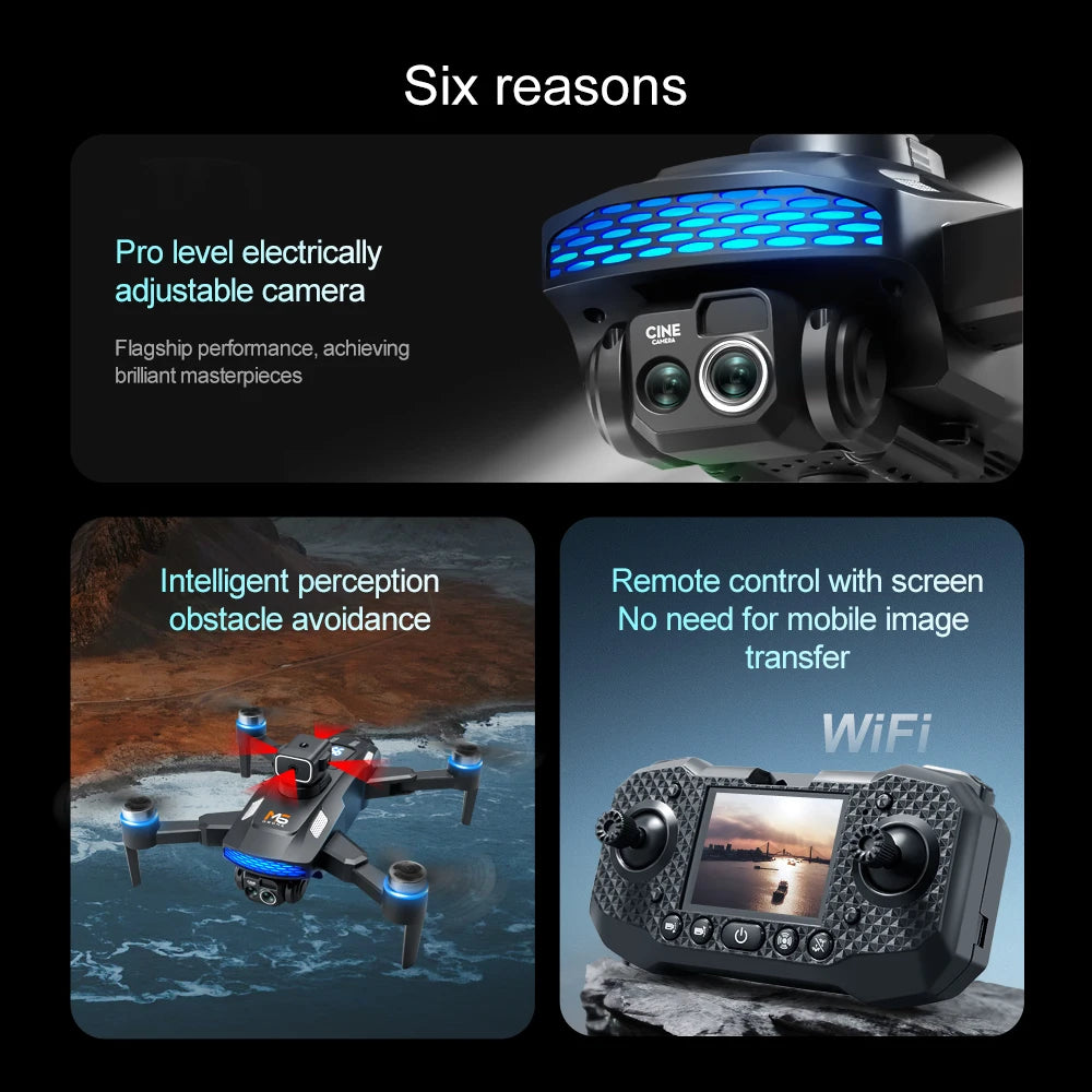 M6 RC Drone 8K HD Camera Professional Quadcopter With Screen FPV Remote Control Drone Toys For Beginners Gifts Indoor Outdoor