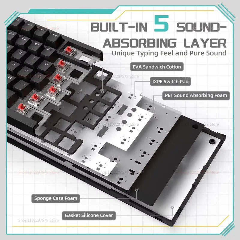 AK820 Wired Mechanical Gaming Keyboard 75 Compact Layout Hot Swappable RGB Backlit Esports Keyboard for PC Laptop Windows Mac