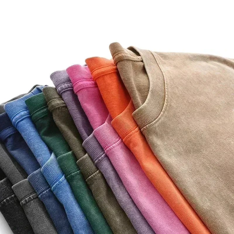 Men's T-shirt, pure cotton short-sleeved, men's T-shirt, washed, loose fit, pure cotton shirt