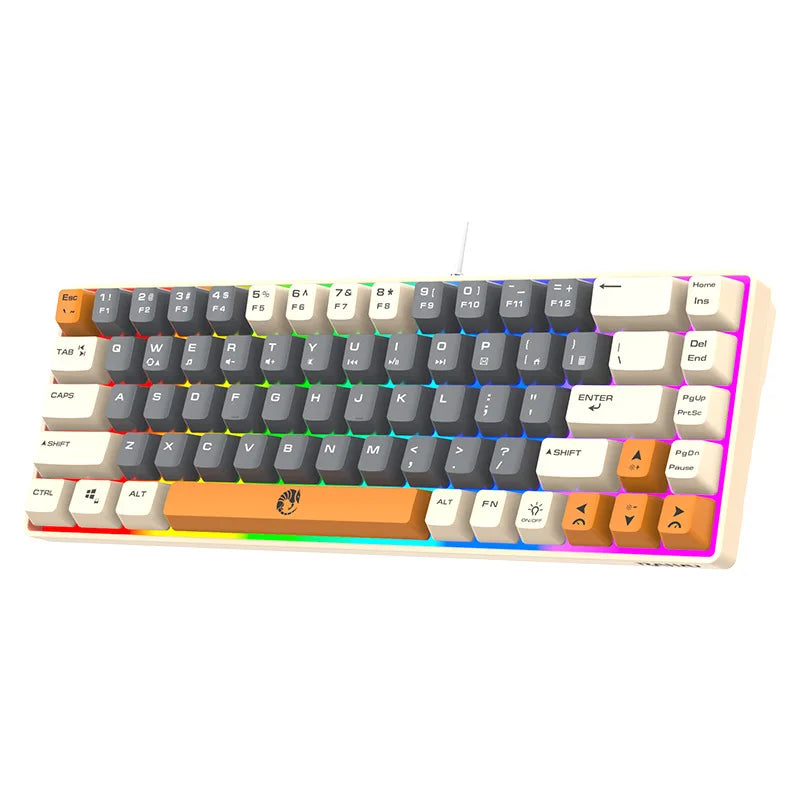 RAIKULei Kui K68 Wired Keyboard Three Color Customized Gaming Luminous Keyboard Mechanical Feel