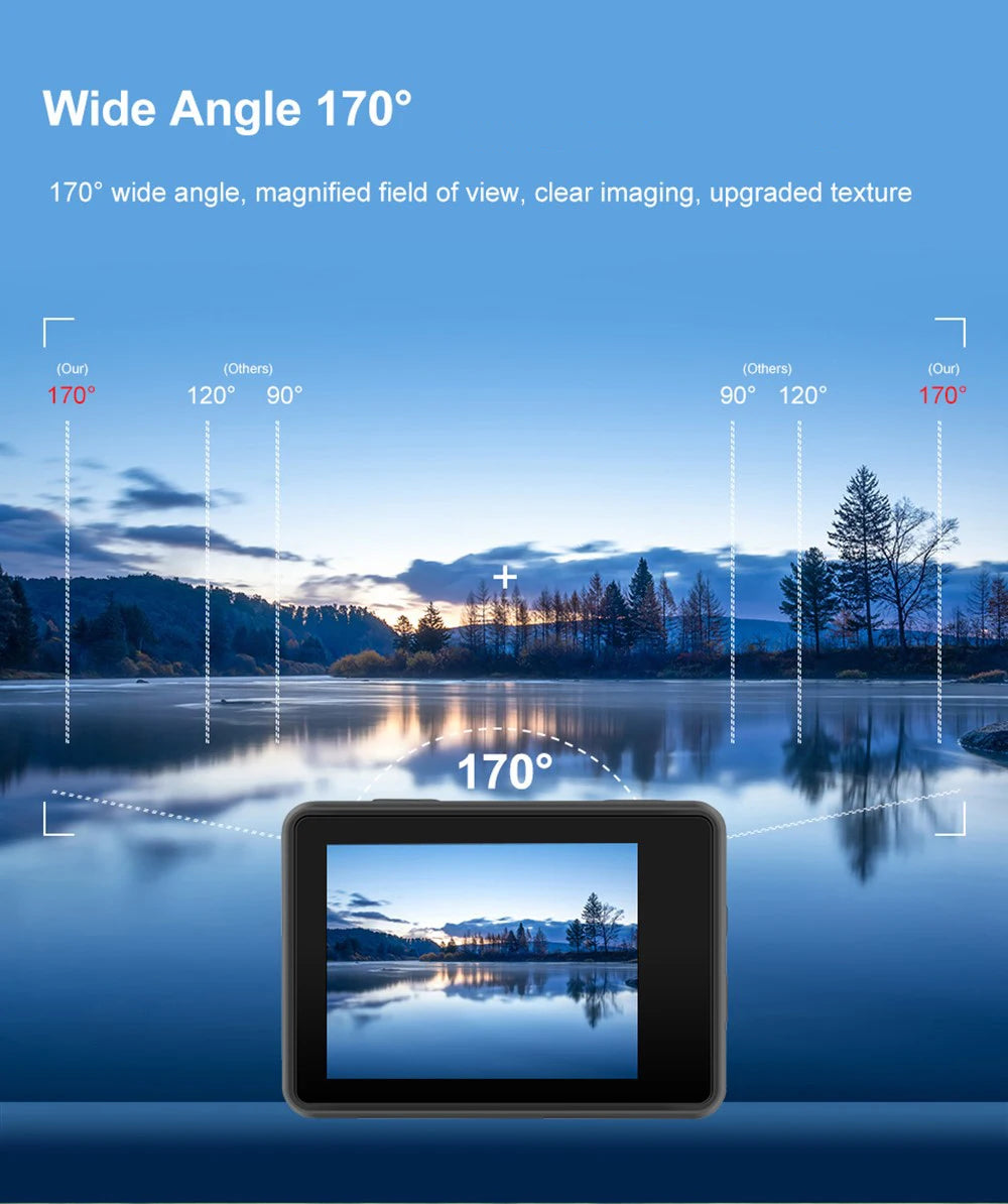 5K 4K60FPS Action Camera Dual IPS Touch LCD EIS 170° DVR 30M Waterproof 5X Zoom Sport Camera With Wireless Mic & Pre Recording