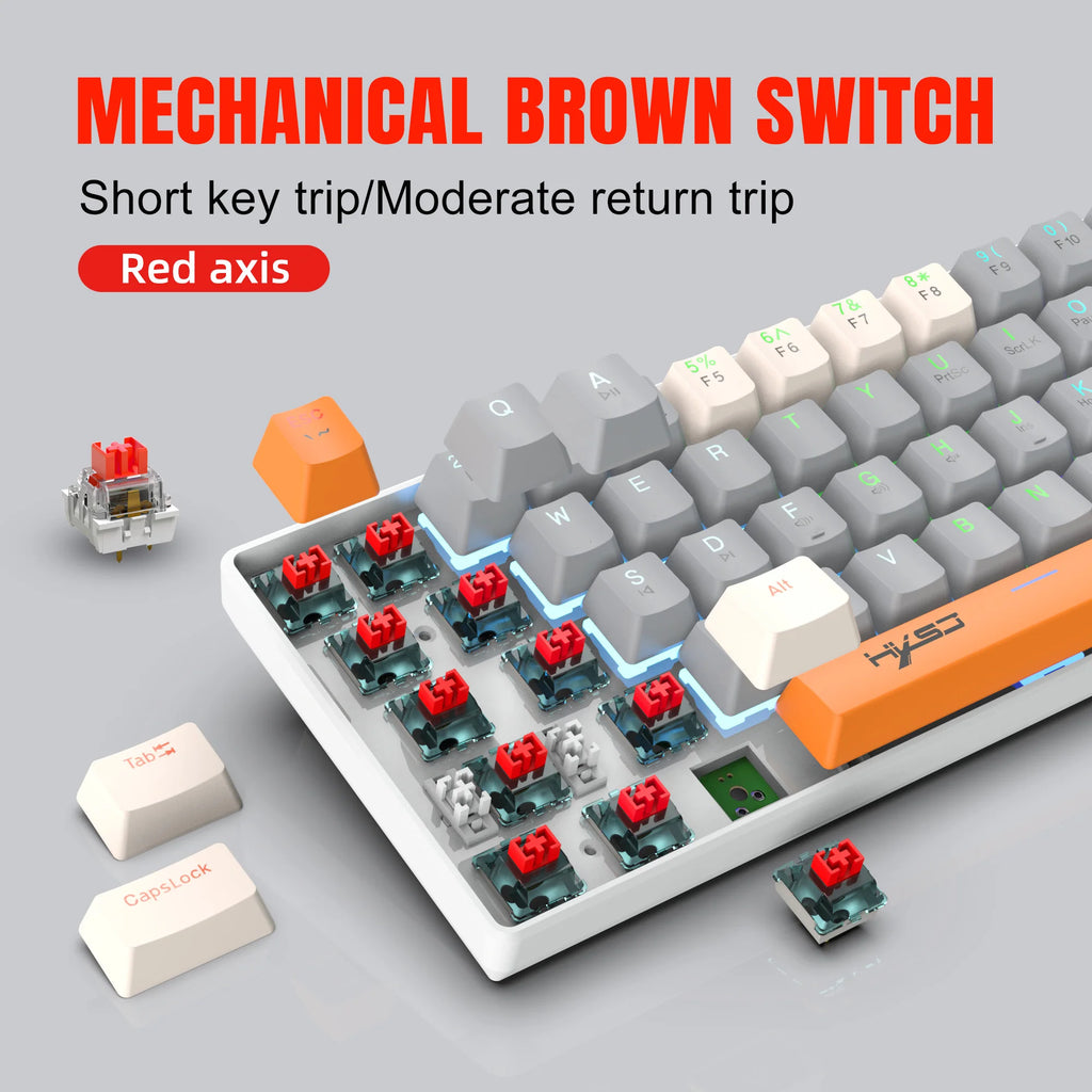Portable 60% Mechanical Gaming Keyboard,63 Keys With Red Switch Backlit Compact Mini Wired Office Keyboard