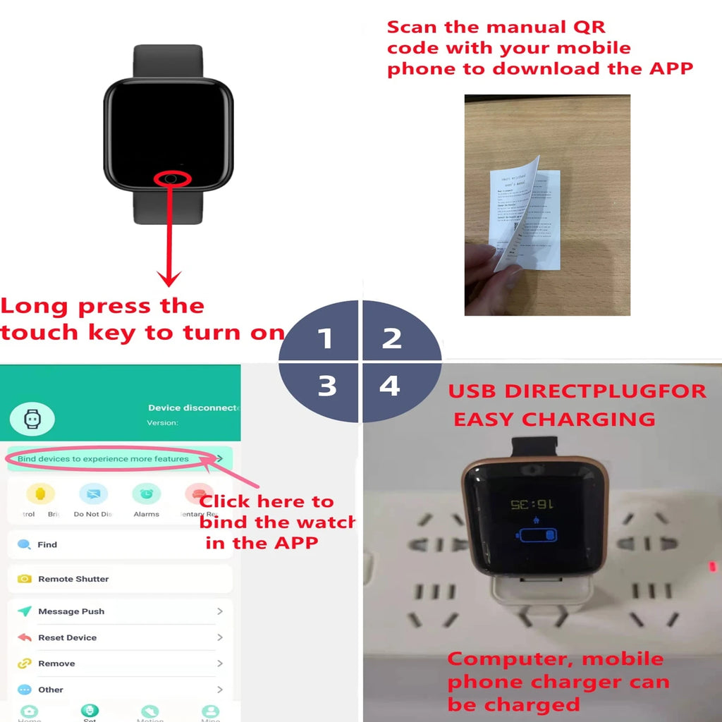 Smart Watch Sport Wristband Fitness Monitoring Track Heart Rate Call and Message Remind Men Smartwatch Woman 116 Plus Clock D13