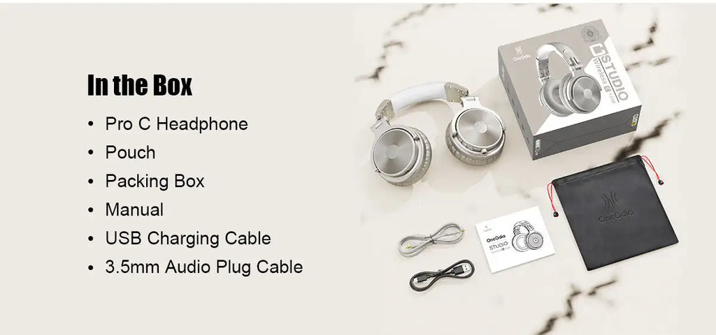 Oneodio Pro-C Wireless Headphones with 50mm Neodymium Drivers 110Hrs Playing Time BT 5.2 Foldable Deep Bass Stereo Headset