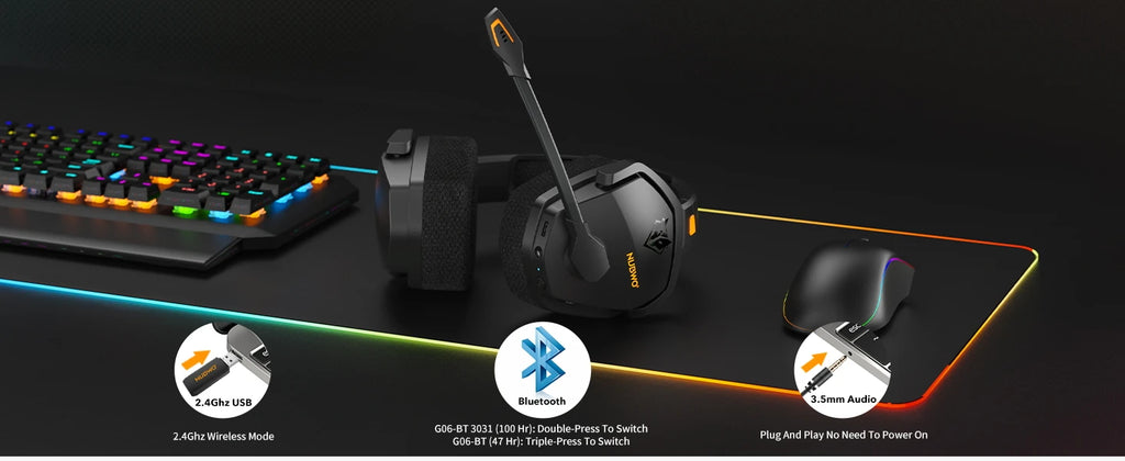 NUBWO G06 Dual Wireless Gaming Headset with Microphone for PS5, PS4, PC, Mobile, Switch 2.4GHz Wireless Bluetooth Headphone