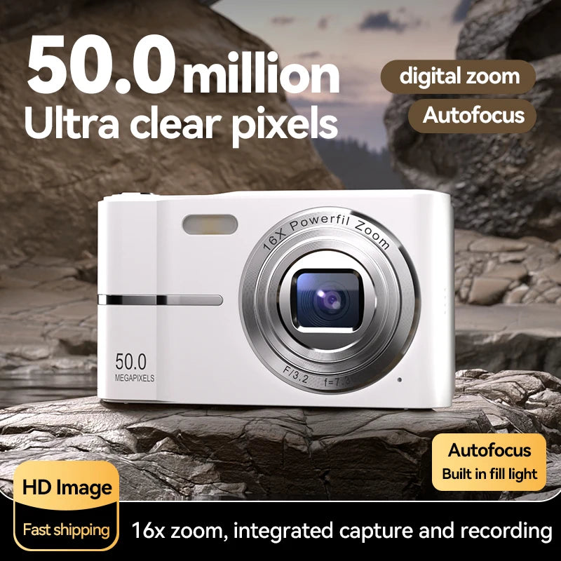 Digital Cameras1080P Camera 44MP Camera Portable Compact Camera with 2.4 Inch LCD Screen16x Digital Zoom, 32G Micro Memory Card