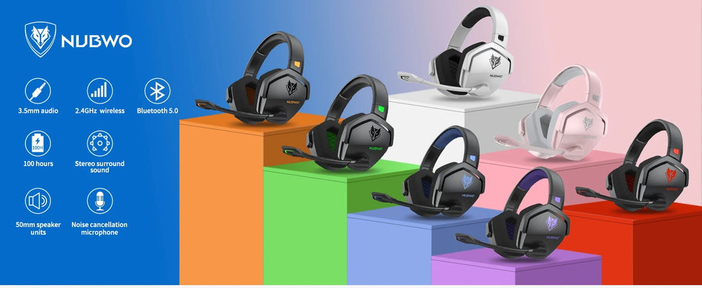 NUBWO G06 Dual Wireless Gaming Headset with Microphone for PS5, PS4, PC, Mobile, Switch 2.4GHz Wireless Bluetooth Headphone