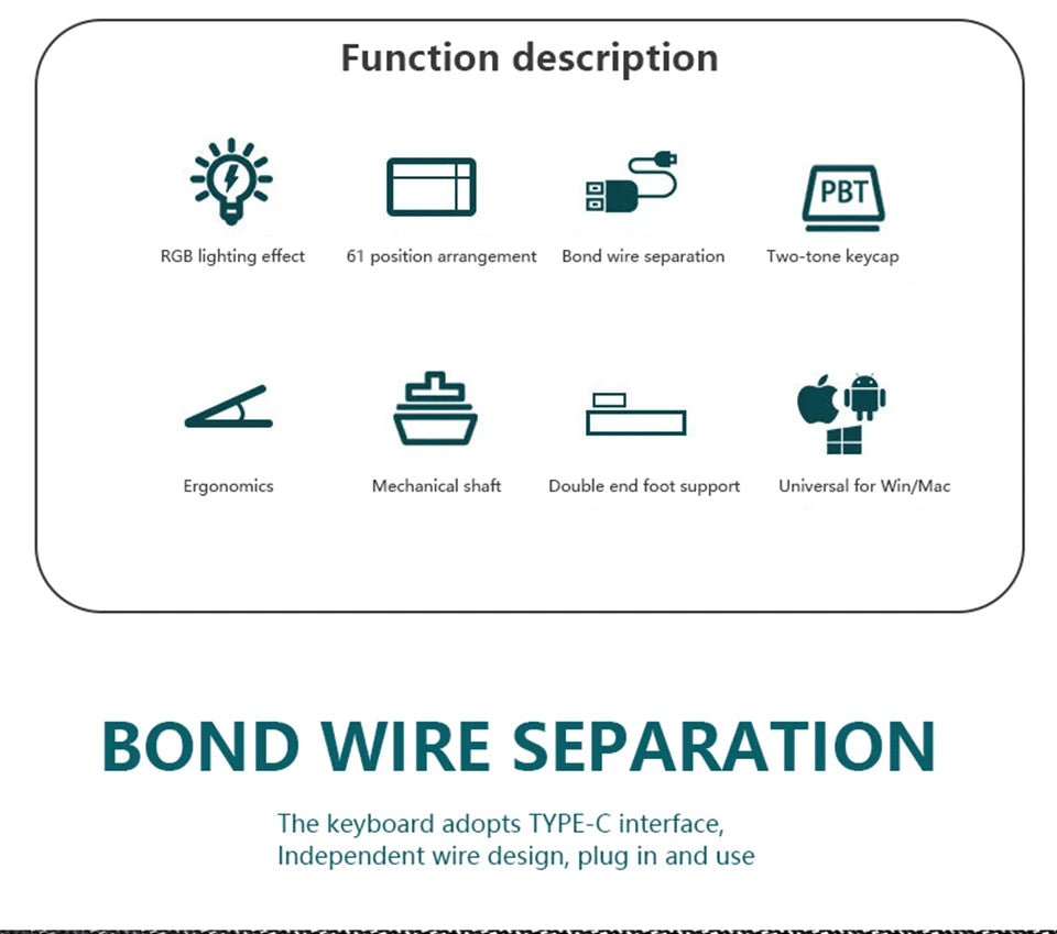 K620 Mini Gaming Mechanical Keyboard 61 Keys RGB Hotswap Type-C Wired Gaming Keyboard PBT Keycaps 60% Ergonomics Keyboards