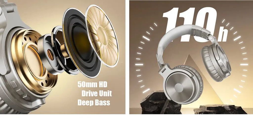 Oneodio Pro-C Wireless Headphones with 50mm Neodymium Drivers 110Hrs Playing Time BT 5.2 Foldable Deep Bass Stereo Headset