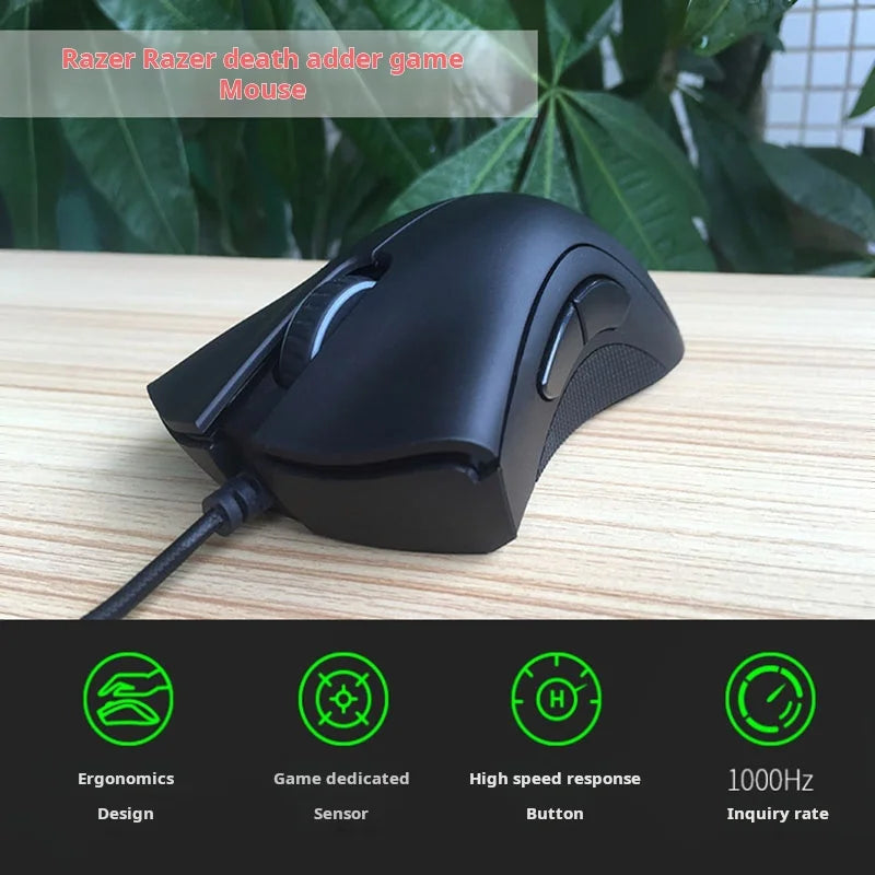 Razer DeathAdder Essential Wired Gaming Mouse Mice 6400DPI Optical Sensor 5 Independently Buttons For Laptop PC Gamer
