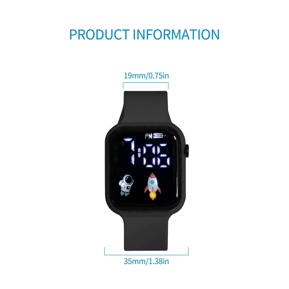 New Student Smart Watch Men's and Women's Astronaut Rocket Touch Screen Sports Electronic Watch Children's Festival Gift