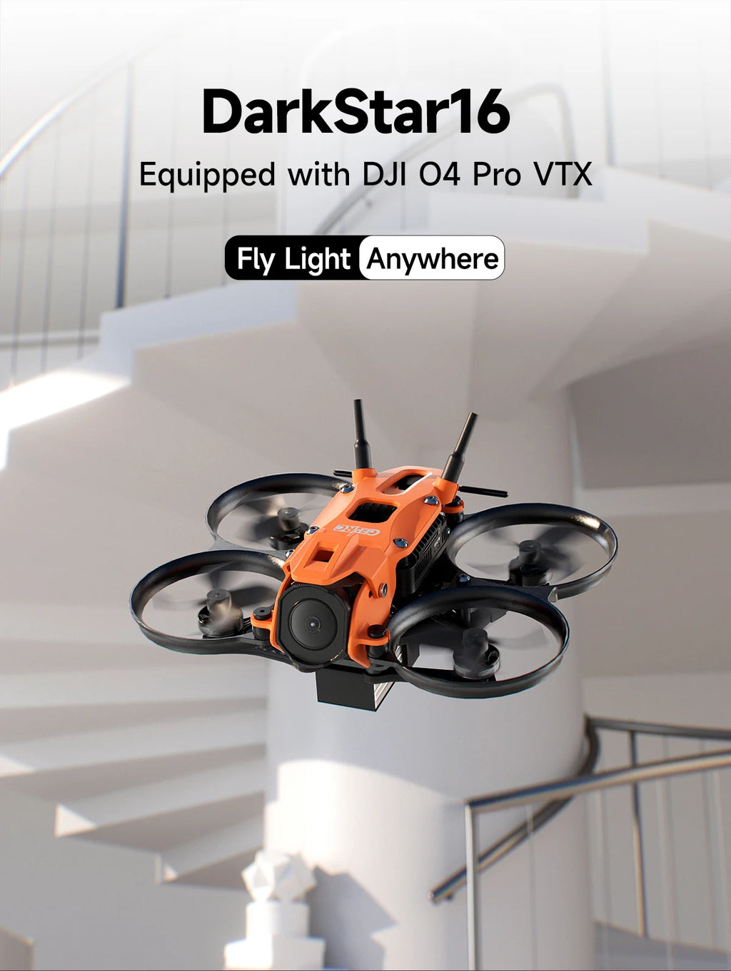 GEPRC DarkStar16 FPV Quadcopter O4 Air Unit PRO /WTFPV 1.6 Inch SPEEDX2 1003 14800KV LiHV 2S 530mAh 1636-4 RC Freestyle Drone