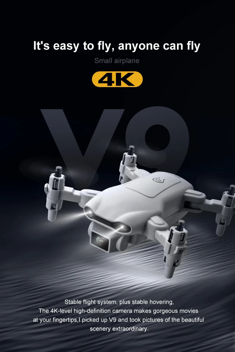 4DRC V9 Drone 4K Professinal With 1080P Wide Angle Dual HD Camera WIFI FPV Height Hold RC Helicopter Foldable Quadrotor Toy Gift