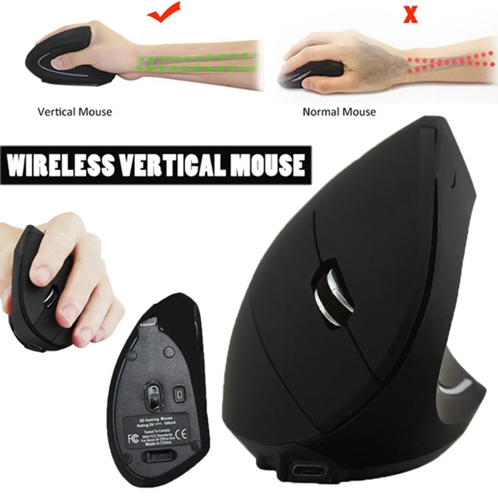 Ergonomic Vertical 2.4G Mute Mouse Wireless Computer Gaming Mice USB Optical DPI Mouse Right Left Hand For Laptop PC Desktop