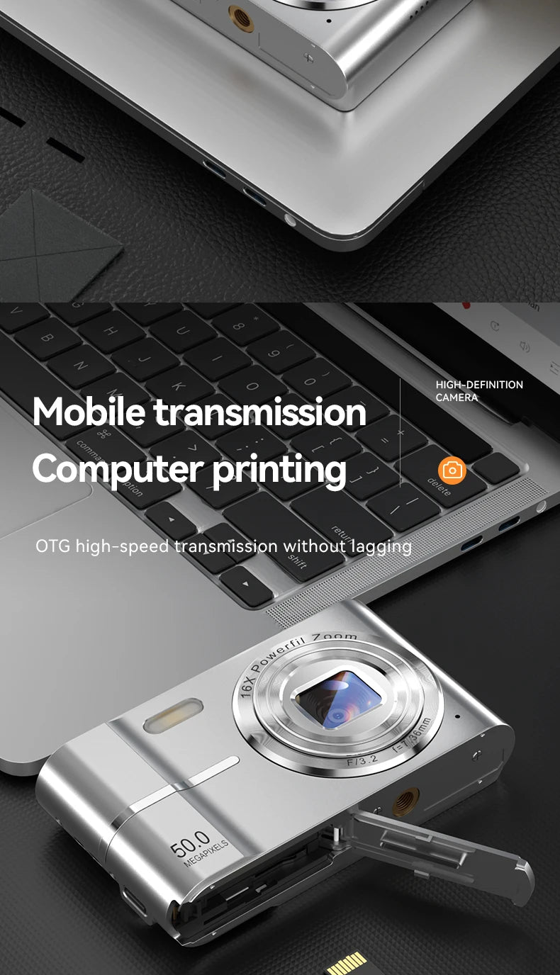 Digital Cameras1080P Camera 44MP Camera Portable Compact Camera with 2.4 Inch LCD Screen16x Digital Zoom, 32G Micro Memory Card