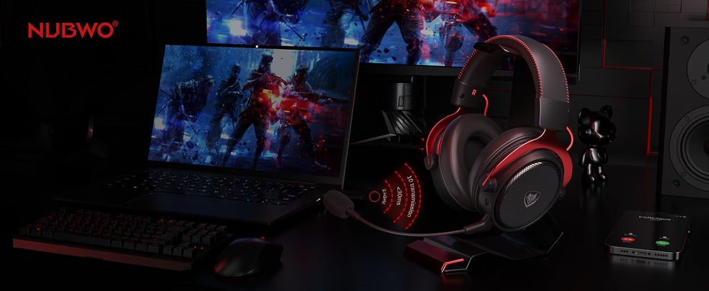 NUBWO Dual Gaming Headset 2.4G DongleUSB Bluetooth 5.3 Technology With Noise Canceling Microphone For PS5 PS4 PC Mobile Switch ﻿