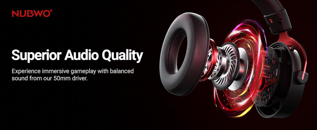 NUBWO Dual Gaming Headset 2.4G DongleUSB Bluetooth 5.3 Technology With Noise Canceling Microphone For PS5 PS4 PC Mobile Switch ﻿